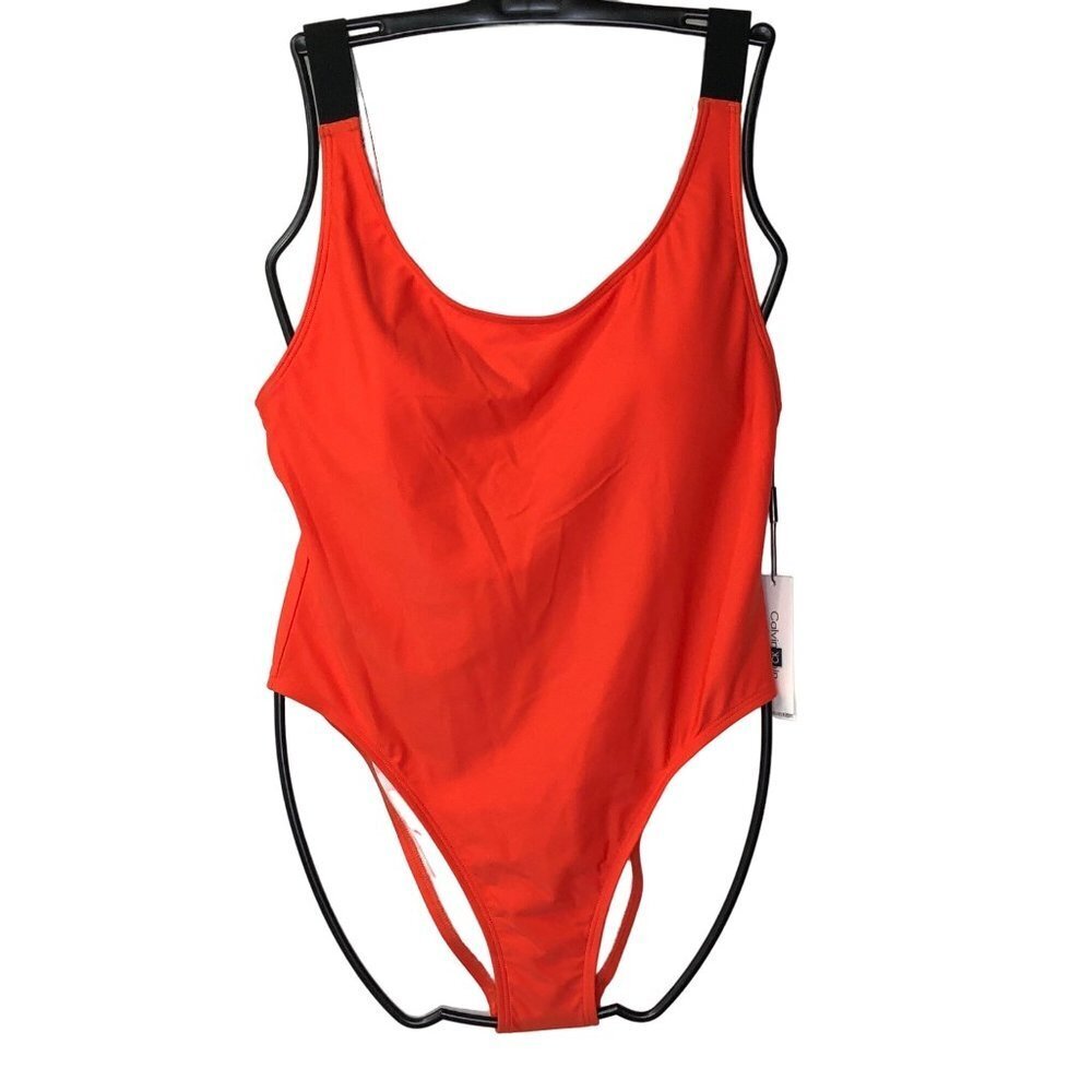 CALVIN KLEIN LOGO‎ ELASTIC STRAPS INFINITE STRETCH  SWIMWEAR L NWT
